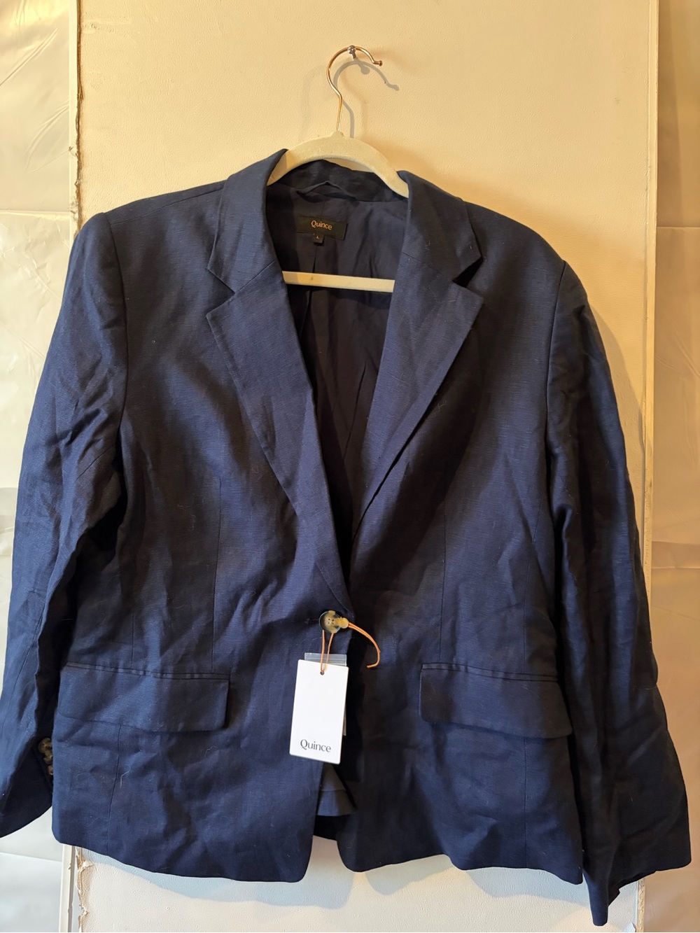 Quince blue 100% European Linen Structured Blazer NWT size large